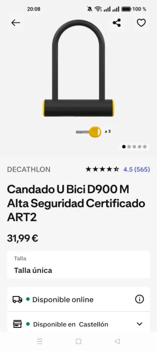 Candado Bici D900M Alta Seguridad Certificado ART2