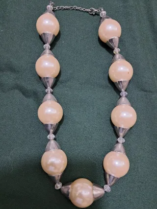 Girocollo perle grandi bianche e argento