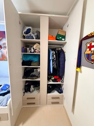 Armario juvenil 121x241cm 2 puertas blanco/beige