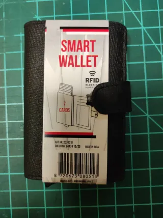 Cartera Tarjetero RFID Cuero Negro