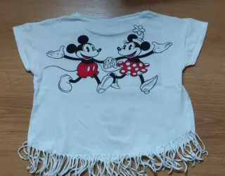 Camiseta Mickey & Minnie niña flecos. Talla 5.