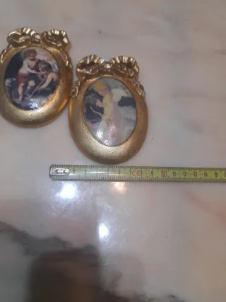 Coppia Cornici Ovali Dorate con Angeli