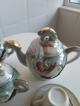 Juego de té japonés dragón porcelana
