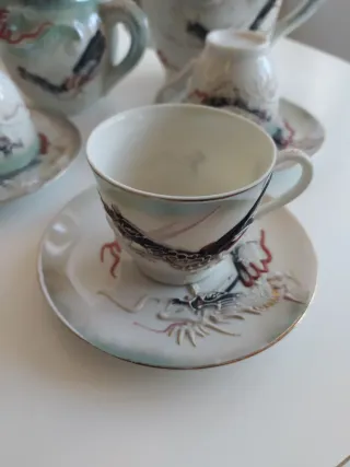 Juego de té japonés dragón porcelana