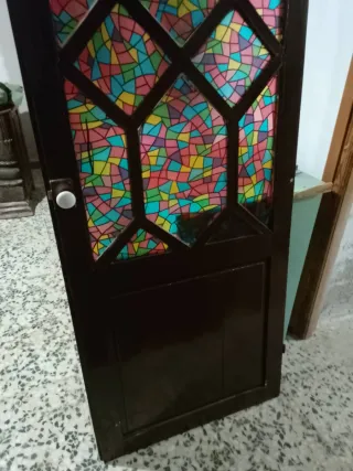 Puerta antigua Art Decó símil vidriera años 40