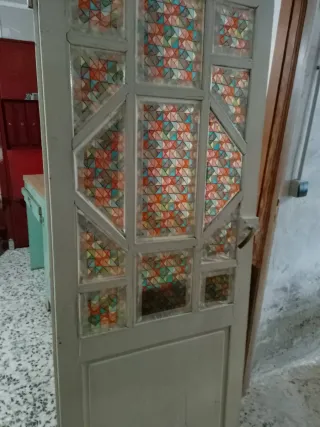 Puerta antigua Art Decó símil vidriera años 40