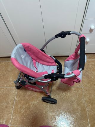 Cochecito de muñecas rosa y gris