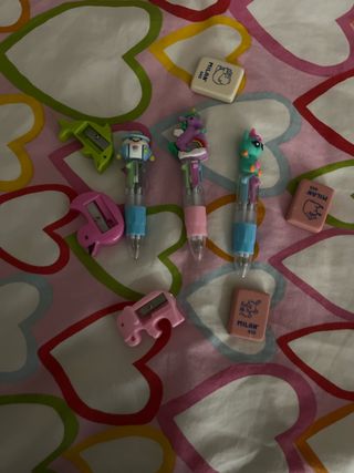 Pack escolar: 3 bolígrafos y 3 sacapuntas