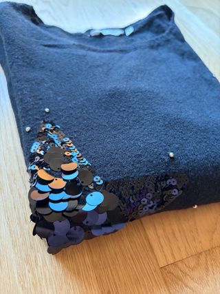 Jersey mujer lentejuelas estrellas negro