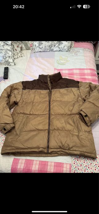 Chaqueta 30% plumas beige y marrón