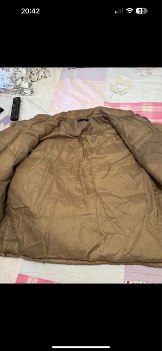 Chaqueta 30% plumas beige y marrón