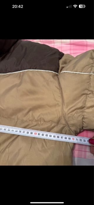 Chaqueta 30% plumas beige y marrón