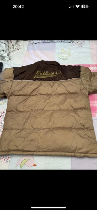 Chaqueta 30% plumas beige y marrón