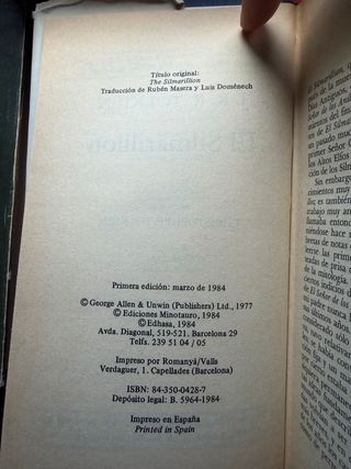 El señor de los anillos PRIMERA EDICIÓN