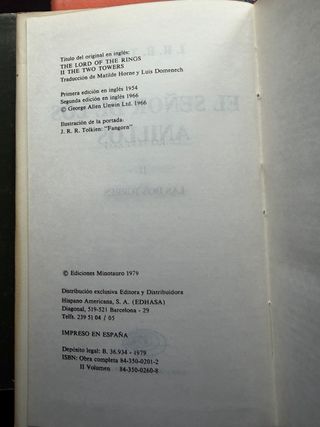 El señor de los anillos PRIMERA EDICIÓN