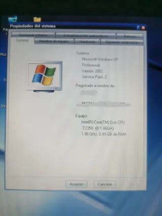 Portátil Toshiba Windows XP