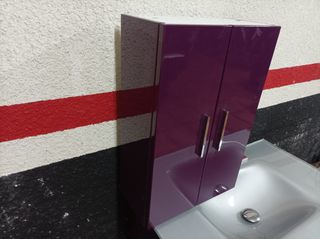 Mueble baño 80cm lavabo cristal plata