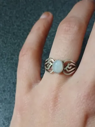 Anel Artesanal Pedra da Lua Banhado a Prata