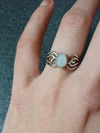 Anel Artesanal Pedra da Lua Banhado a Prata