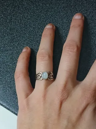 Anel Artesanal Pedra da Lua Banhado a Prata