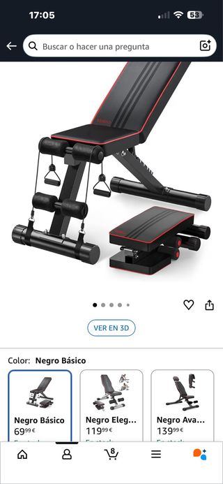 Rack, banco y set de barras y discos gym