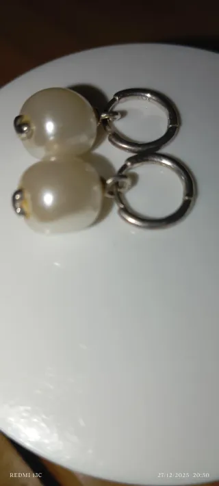 Pendientes perla plata antiguos