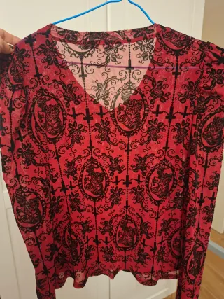 Kana shop Blusa Terciopelo Negro y Rojo