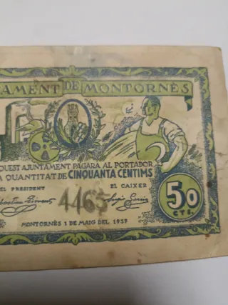 Billete 50 Céntimos Montornés 1937