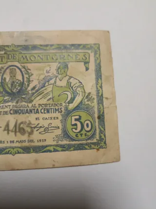 Billete 50 Céntimos Montornés 1937