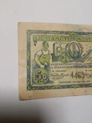 Billete 50 Céntimos Montornés 1937