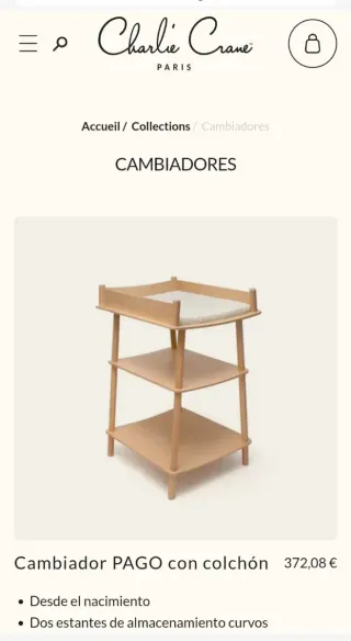 Cambiador Bebé Charlie Crane Madera