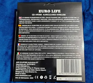 Auriculares Bluetooth 5.0 Euro Life Negros