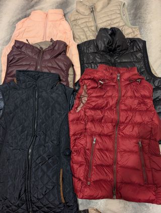 6 Chalecos Plumas Talla S/M Poco Usados