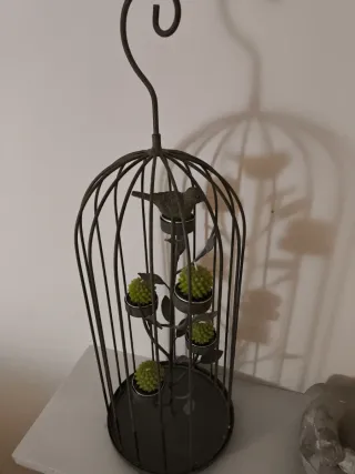 Jaula decorativa para velas ,alto 54 cm aprox