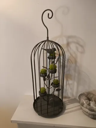 Jaula decorativa para velas ,alto 54 cm aprox