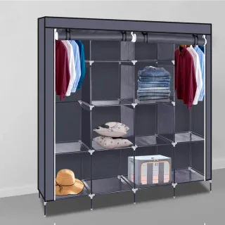 Armario Vestidor Gris Tela 170x167x45 Cm NUEVO