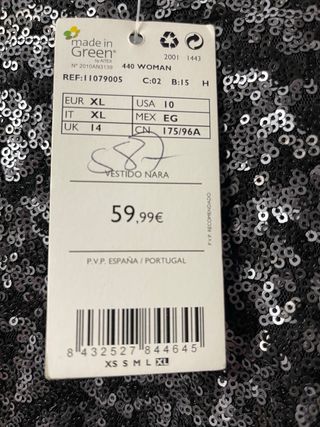 Vestido Mango lentejuelas negro/plata sin estrenar