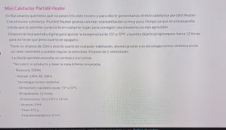 Mini Calentador Eléctrico Portátil