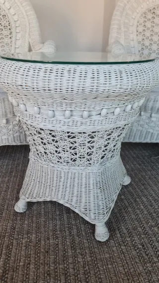 Conjunto mesa y 2 sillas ratán mimbre