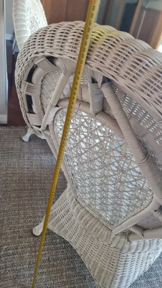 Conjunto mesa y 2 sillas ratán mimbre