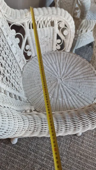 Conjunto mesa y 2 sillas ratán mimbre