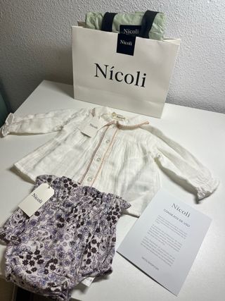 Conjunto bebé Nícoli camisa, ranita y chaqueta.