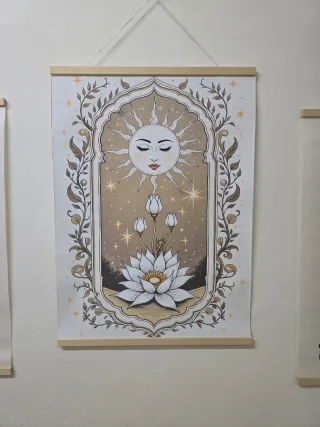 Cuadro Decorativo Sol y Luna. 80 cm