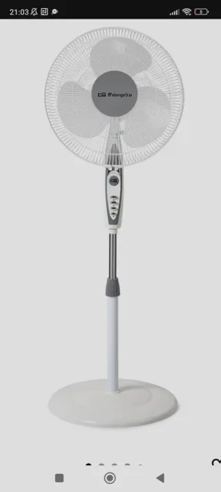 Ventilador Orbegozo gris y blanco