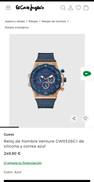 Reloj Guess Hombre Azul y Dorado