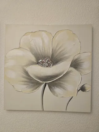 Set 2 Cuadros Flores Beige y Dorado