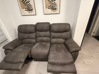 Sofá 3 plazas reclinable gris