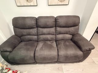 Sofá 3 plazas reclinable gris