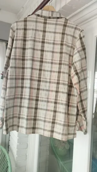 Camisa cuadros tostado y salmón