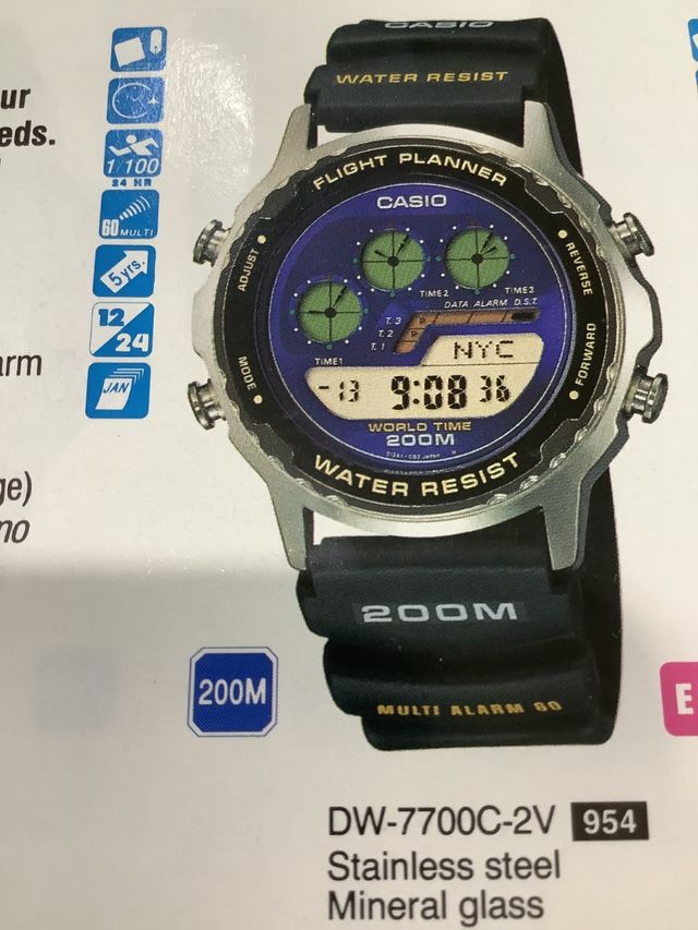CASIO DW 7700 " FLIGHT PLANEER " JAPAN Año 1991 -